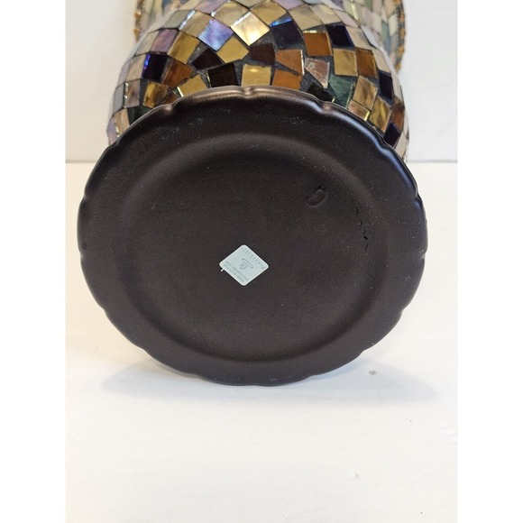 PartyLite Global Fusion Hurricane Amber Iridescent Glass Mosaic Tiles Mirrored - Picture 10 of 12